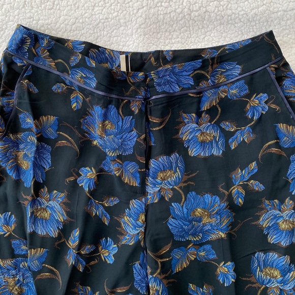 Topshop Blue Floral Print Satin-Trimmed Trousers - Picture 5 of 7